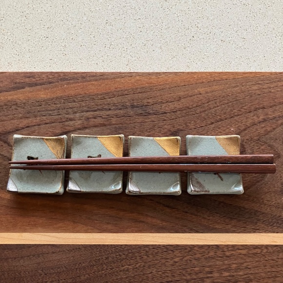 JAPANESE CERAMIC CHOPSTICK/CUTLERY REST SET OF 4 VINTAGE UNIQUE - Picture 9 of 9